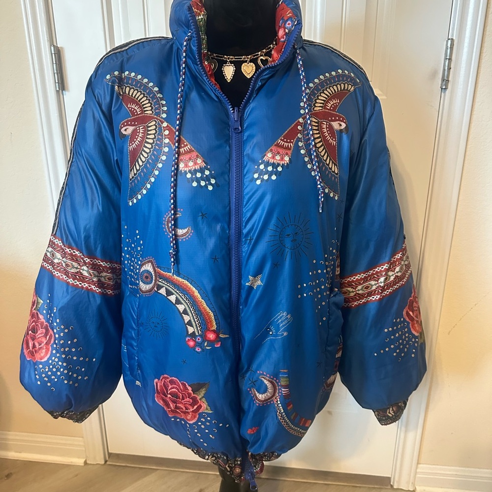 Farm Rio Reversible Mystic Puffer Jacket size S/M - Picture 7 of 12